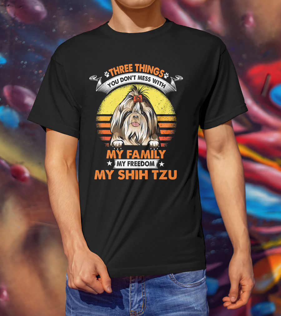 Three Things My Family My Shih Tzu T-Shirt