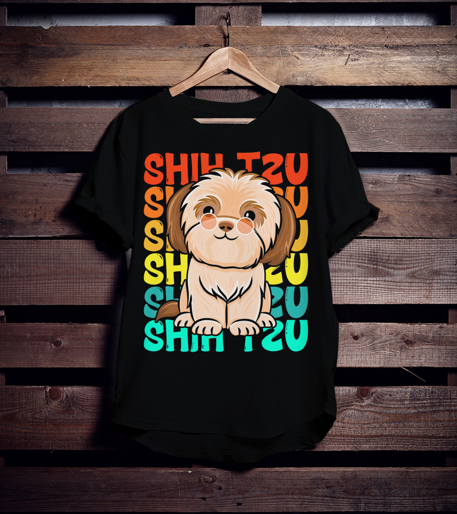 Shih Tzu Vintage Shihtzu Dog Retro Colors T-Shirt