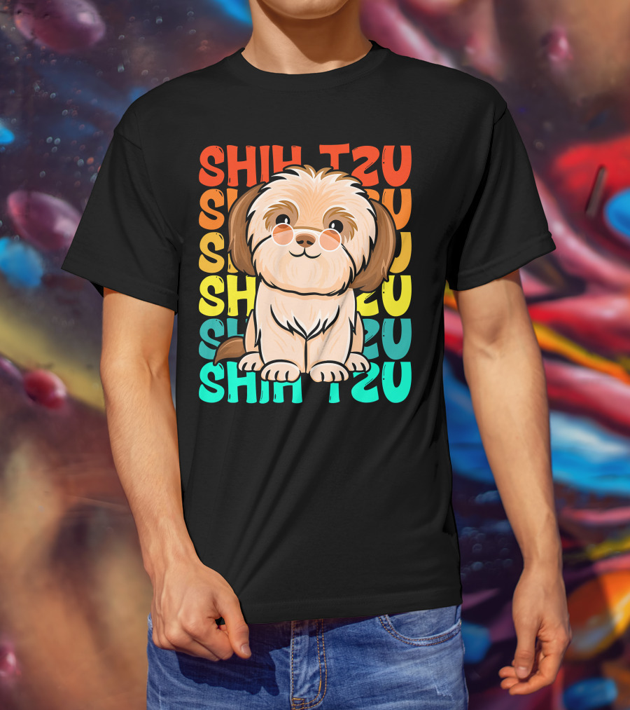 Shih Tzu Vintage Shihtzu Dog Retro Colors T-Shirt