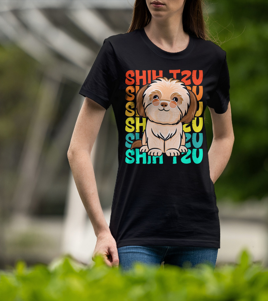 Shih Tzu Vintage Shihtzu Dog Retro Colors T-Shirt