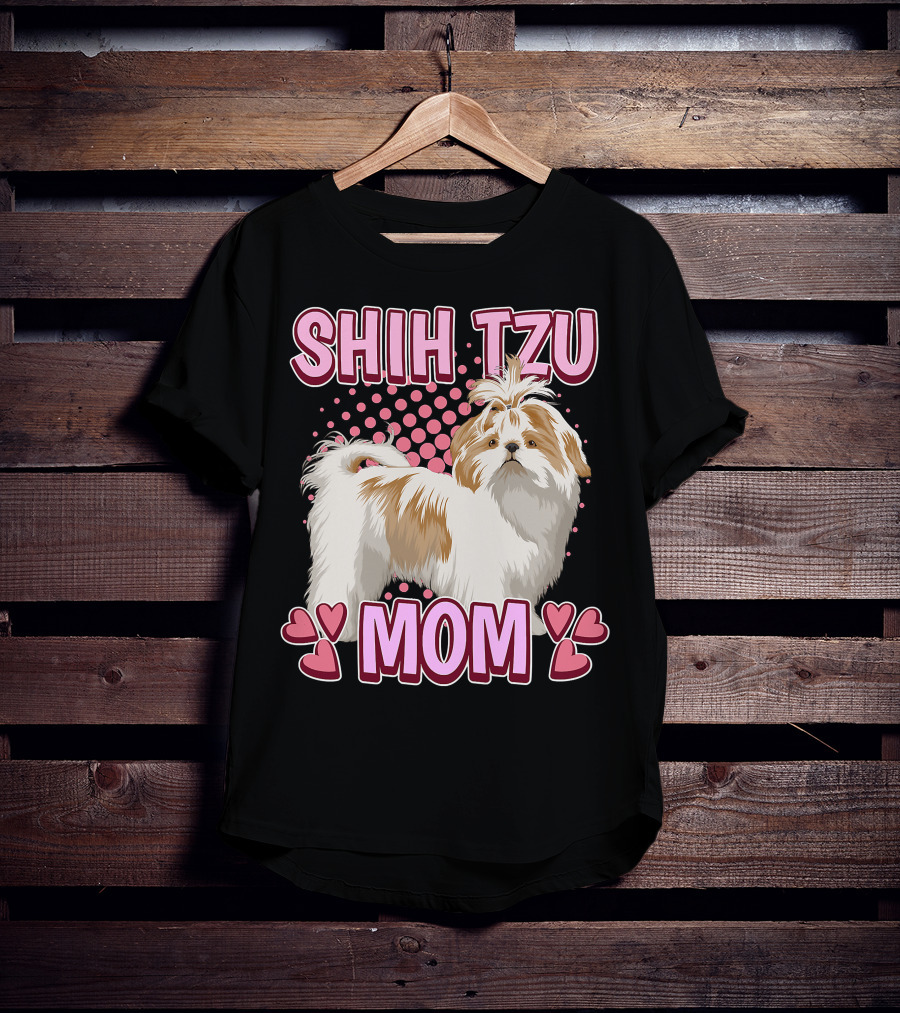 Shih Tzu Mom With Heart Accents T-Shirt