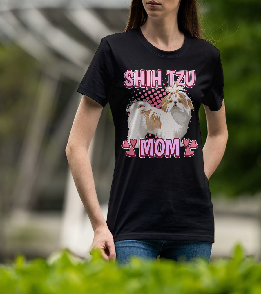 Shih Tzu Mom With Heart Accents T-Shirt