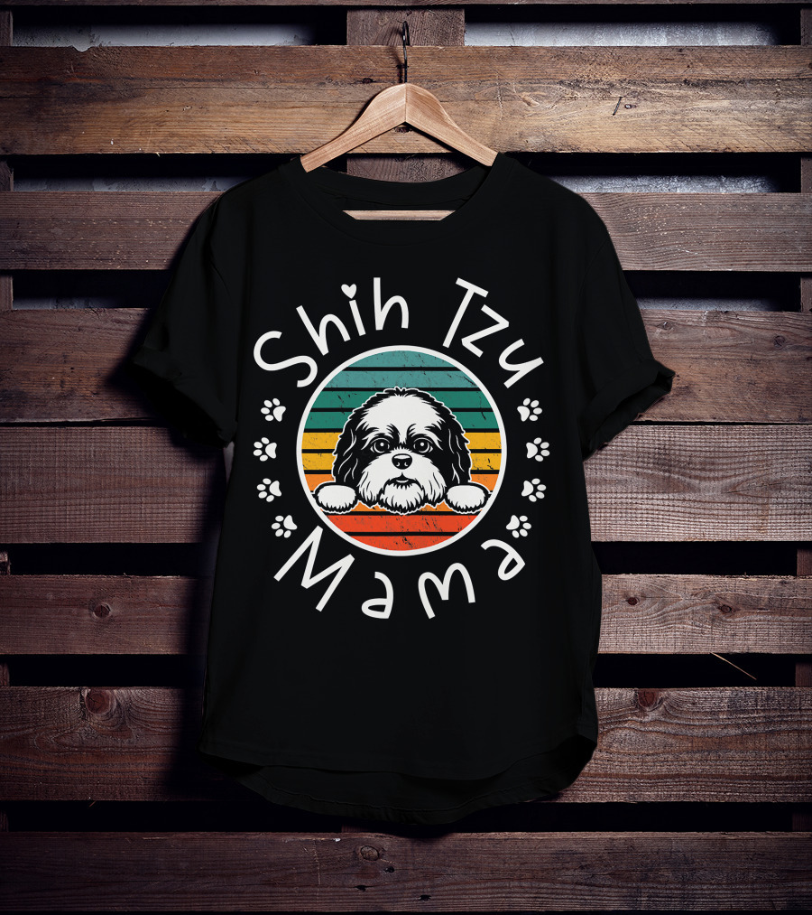 Shih Tzu Mama Vintage Style Shih Tzu Lover T-Shirt
