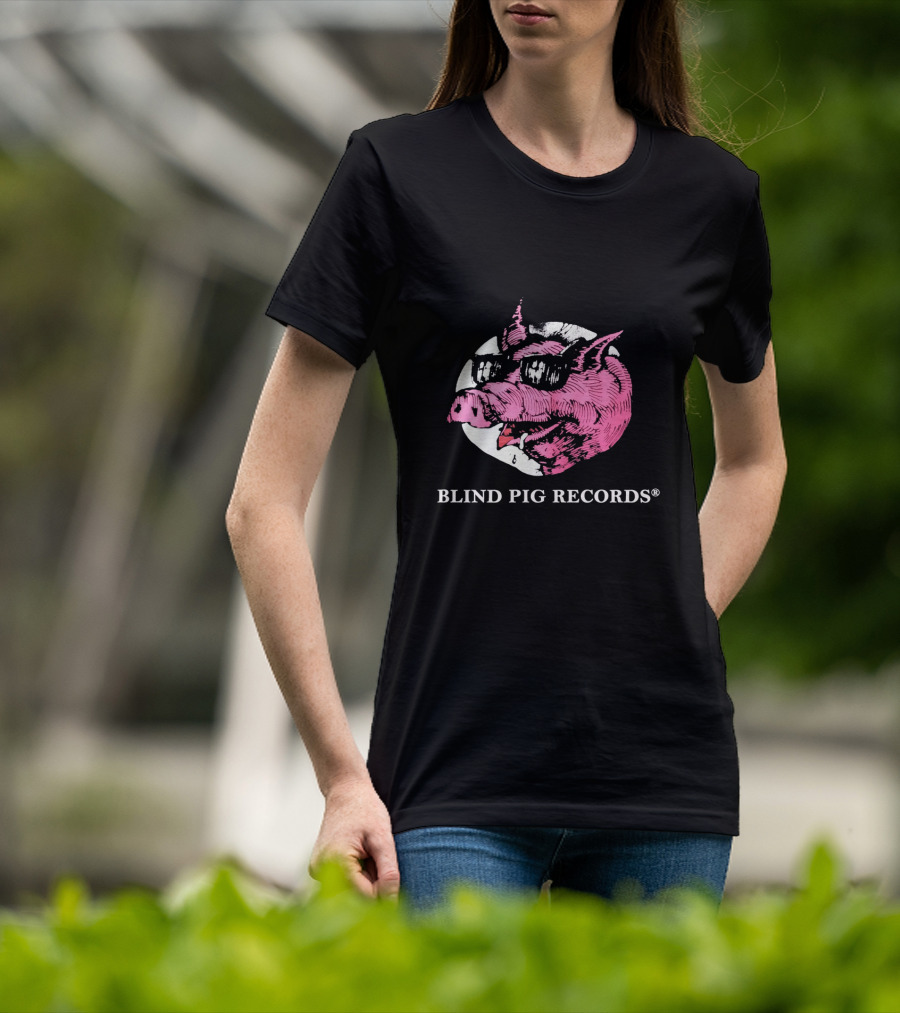 BLIND PIG RECORDS Pink Pig In Sunglasses T-Shirt