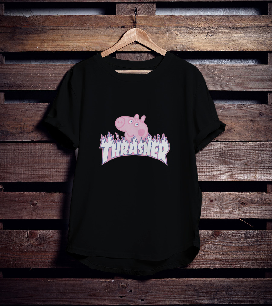 Thrasher Pig Peppa Parody Flame T-Shirt