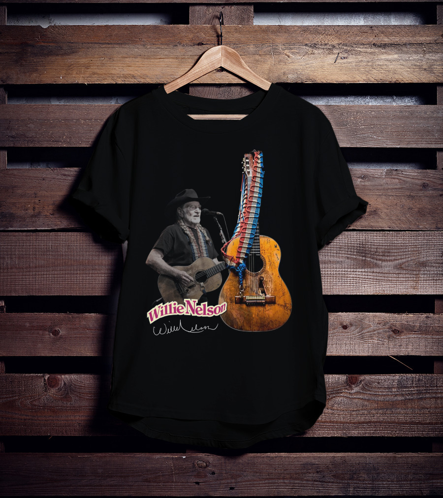 Willie Nelson Signature Guitar And Image T-Shirt