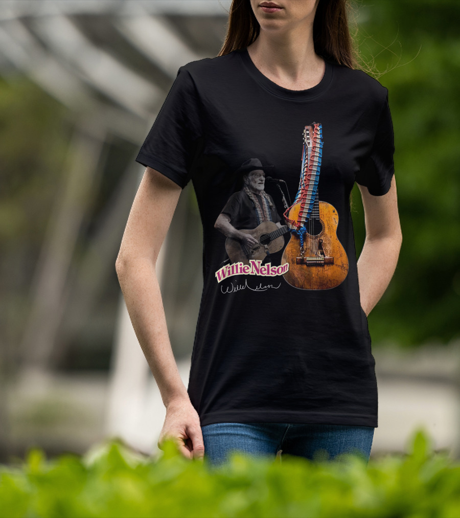 Willie Nelson Signature Guitar And Image T-Shirt