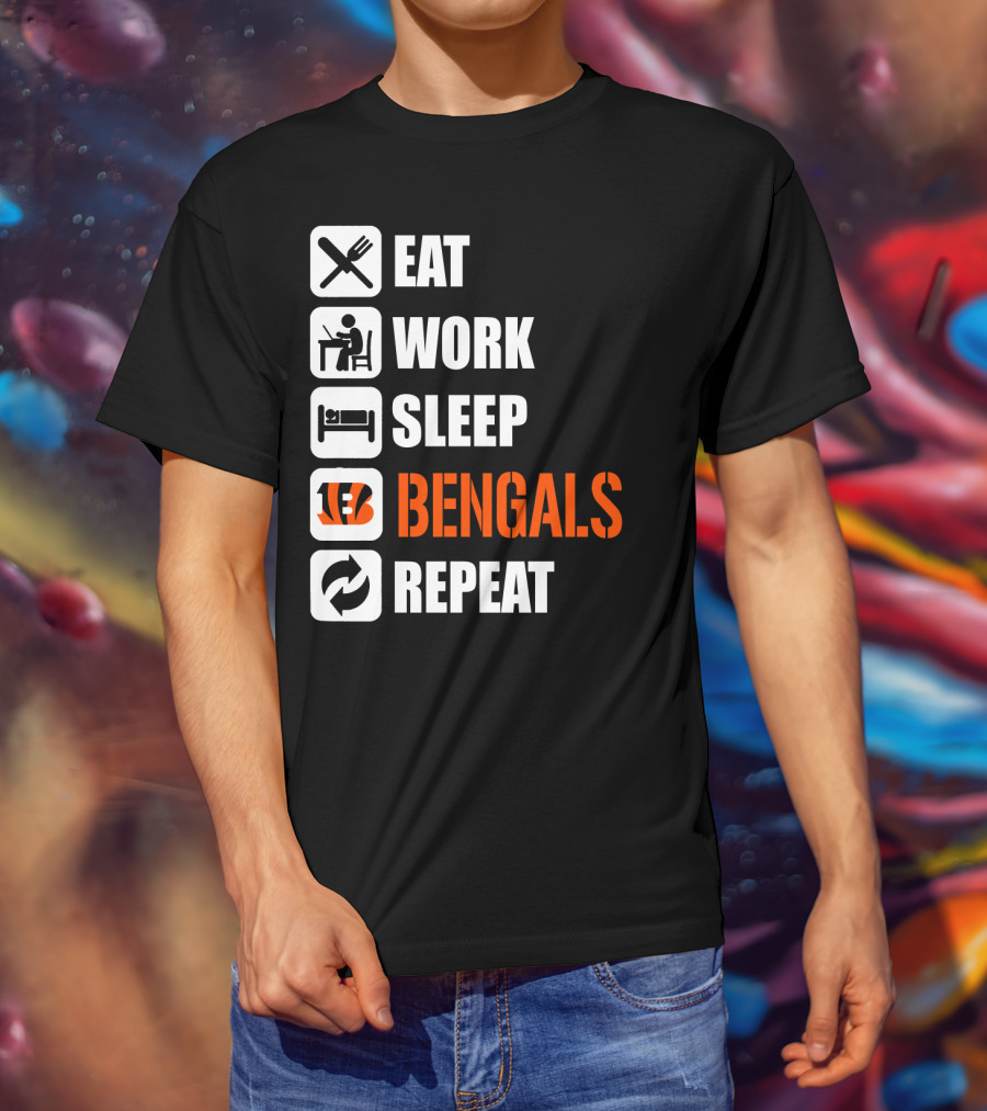 Eat Work Sleep Bengals Repeat T-Shirt
