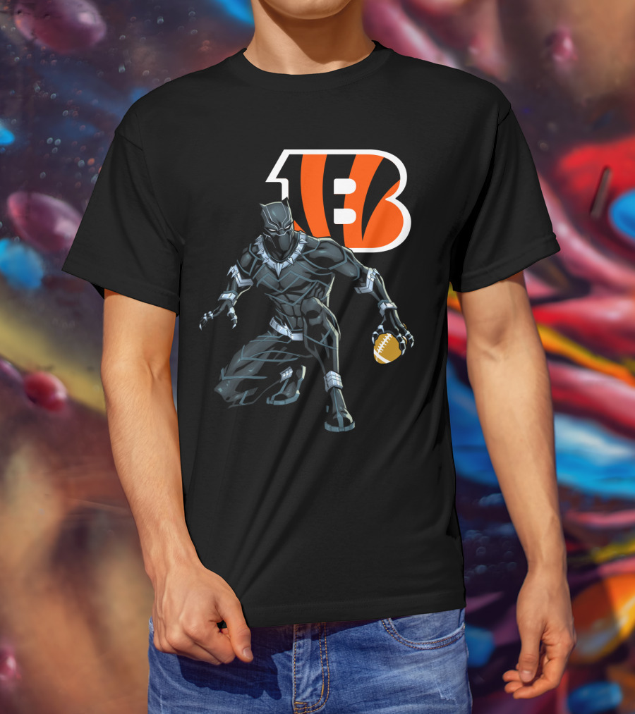 Cincinnati Bengals Black Panther Football T-Shirt