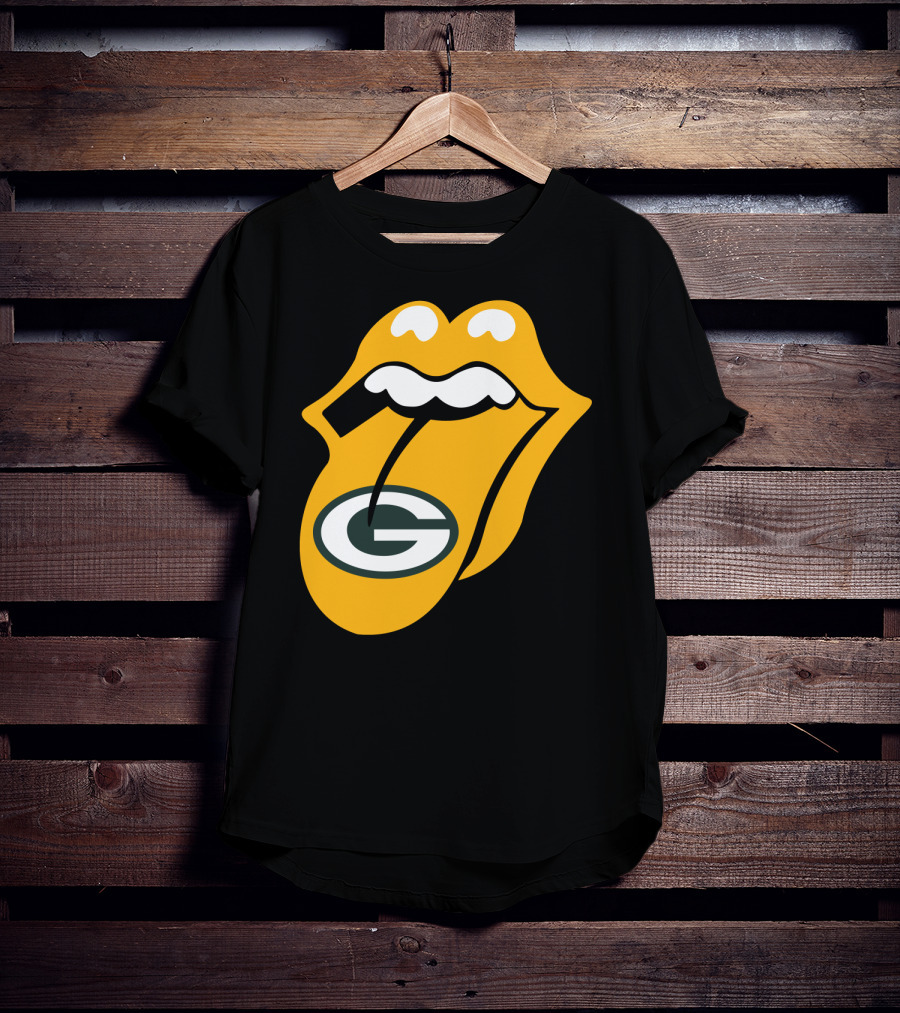 Rolling Stones Tongue Green Bay Packers Logo Mashup T-Shirt