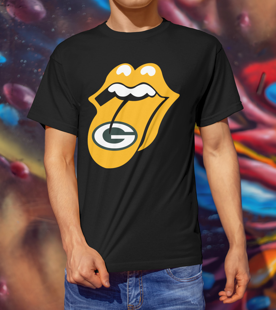 Rolling Stones Tongue Green Bay Packers Logo Mashup T-Shirt