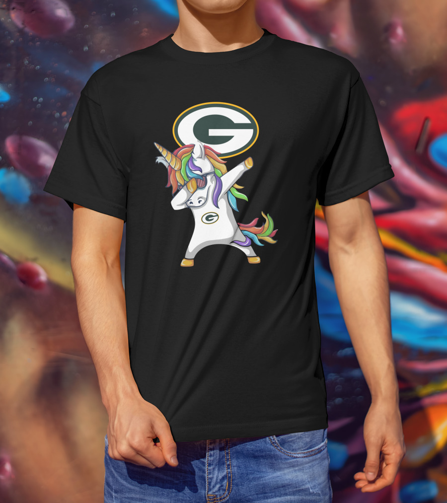 Green Bay Packers Dab Unicorn Rainbow T-Shirt