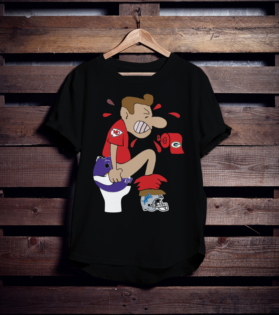 Kansas City Chiefs Rivalry Humor With Vikings Packers And Lions Toilet Theme T-Shirt
