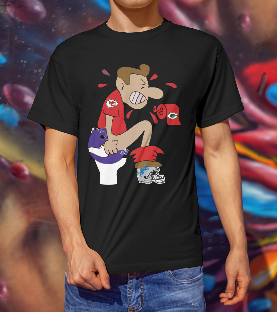 Kansas City Chiefs Rivalry Humor With Vikings Packers And Lions Toilet Theme T-Shirt