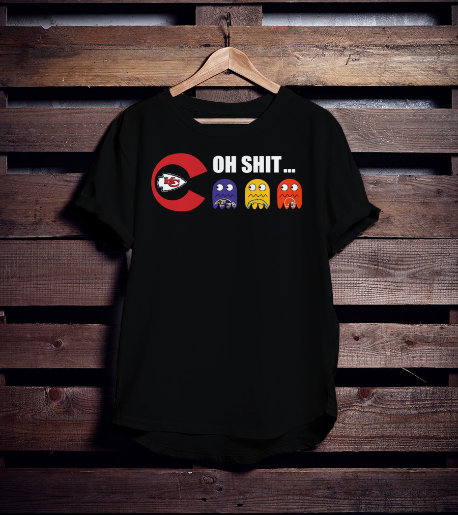 Kansas City Chiefs Oh Shit Pac-Man Ravens Steelers Browns T-Shirt