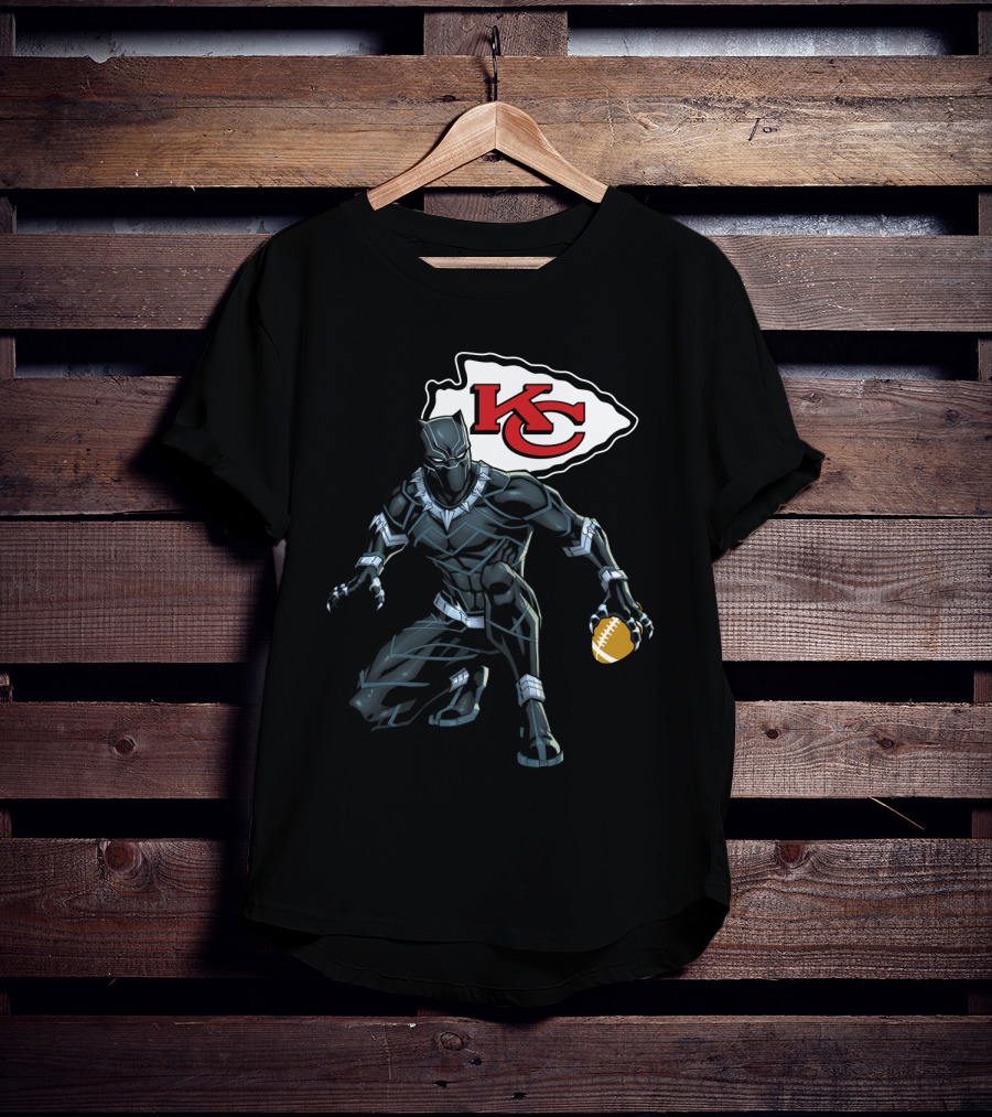 Kansas City Chiefs Black Panther Football Fusion T-Shirt
