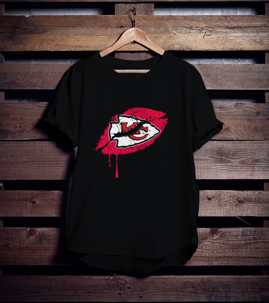 Kansas City Chiefs Kc Logo Red Lips T-Shirt