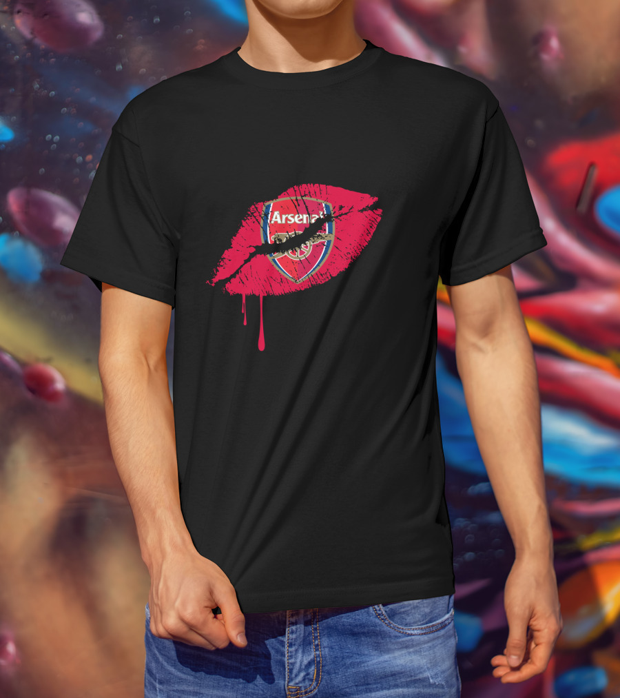 Arsenal Lips Red Logo Drip T-Shirt