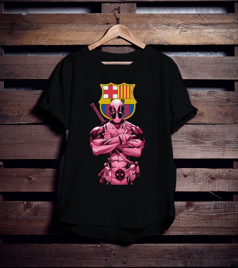 Barcelona Deadpool Fc Crest Crossover T-Shirt