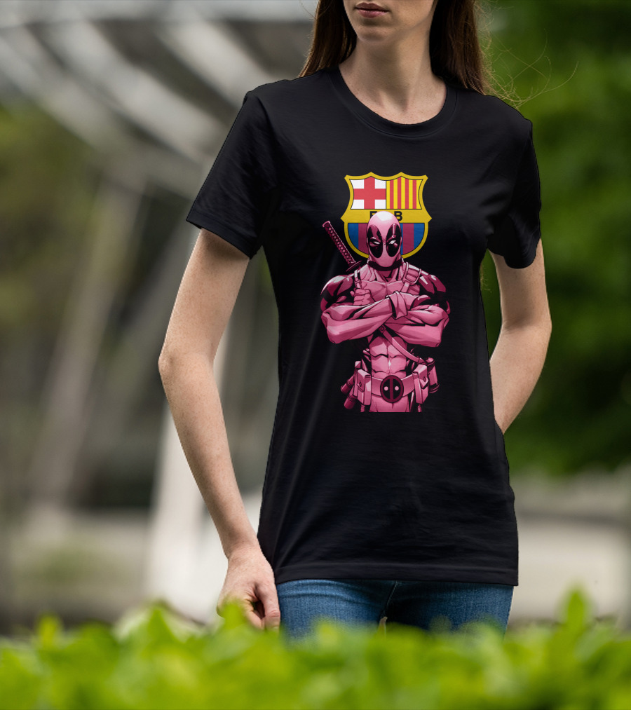Barcelona Deadpool Fc Crest Crossover T-Shirt