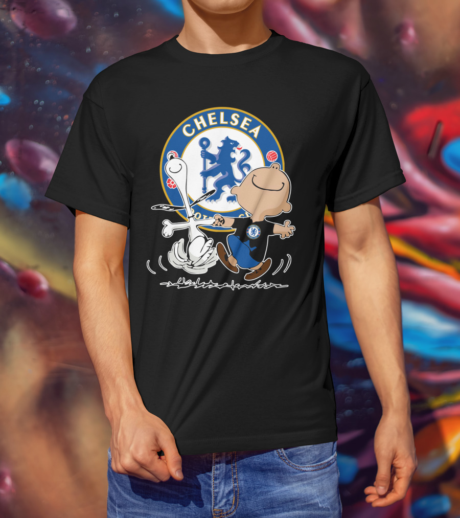Chelsea Blue Lion Dancing Peanuts Characters T-Shirt