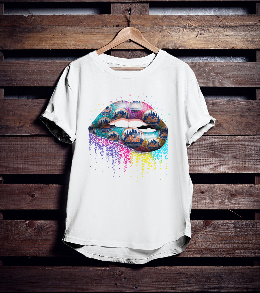 New York Mets Glitter Lip T-Shirt