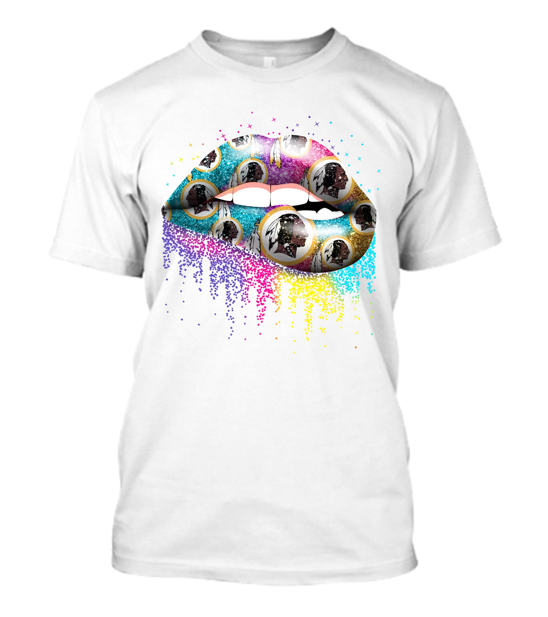 Lip Redskins Washington Football Team Colorful Art T-Shirt