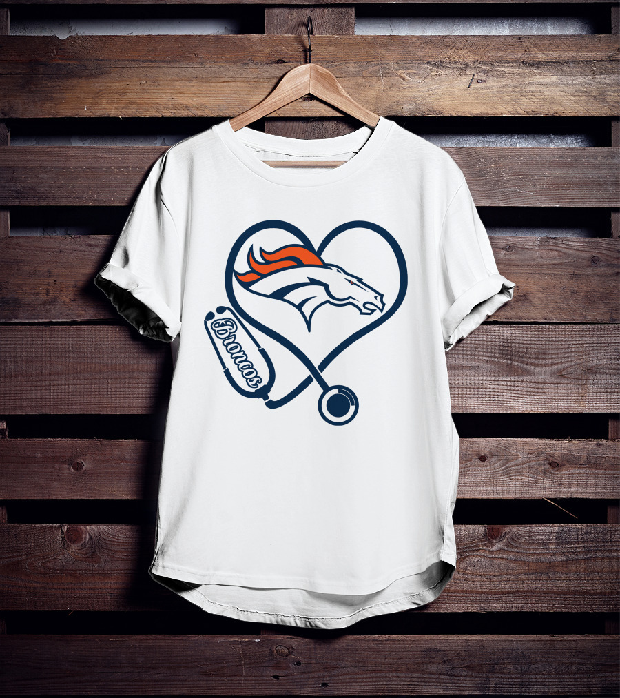 Nurse Broncos Heart Stethoscope Denver Broncos T-Shirt