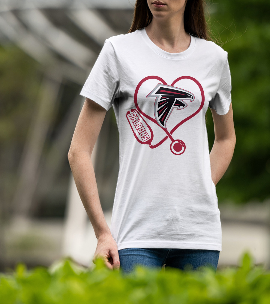 Atlanta Falcons Heart Stethoscope Nurse Theme T-Shirt