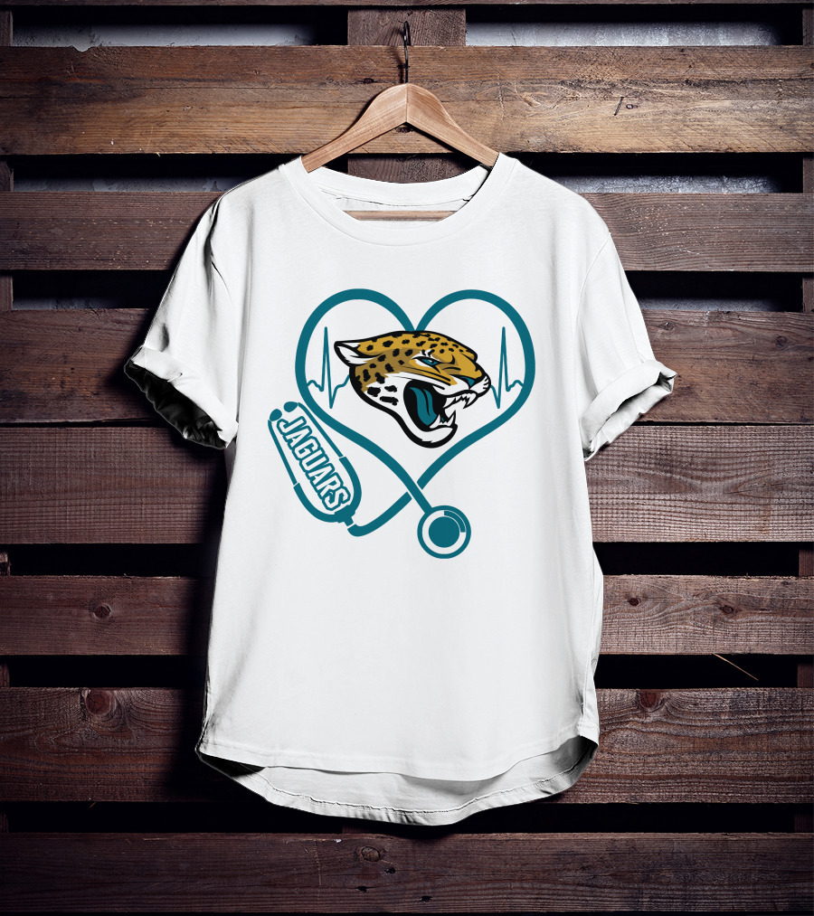 Jacksonville Jaguars Nurse Heartbeat Stethoscope T-Shirt
