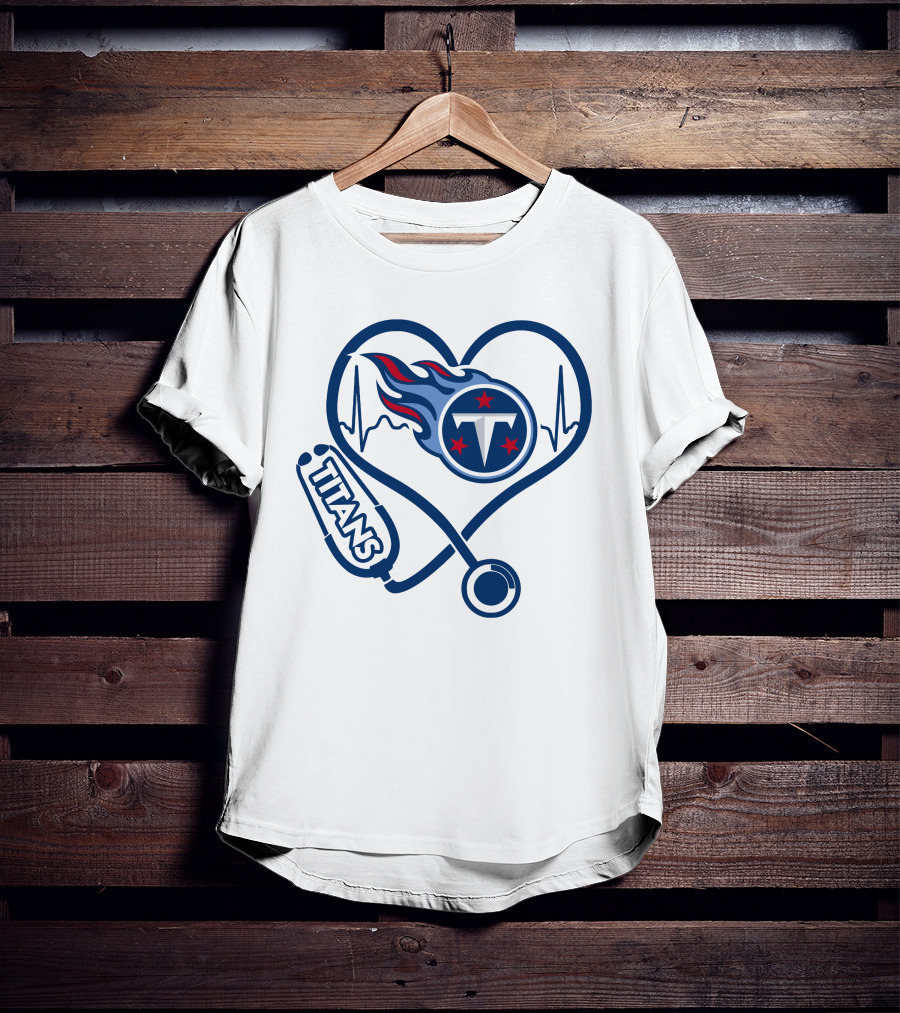 Nurse Heartbeat Stethoscope Tennessee Titans T-Shirt