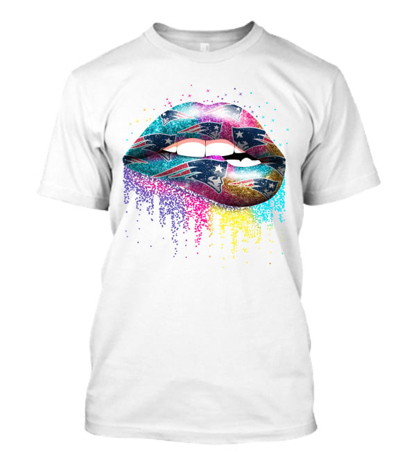 New England Patriots Glitter Lips Fan T-Shirt