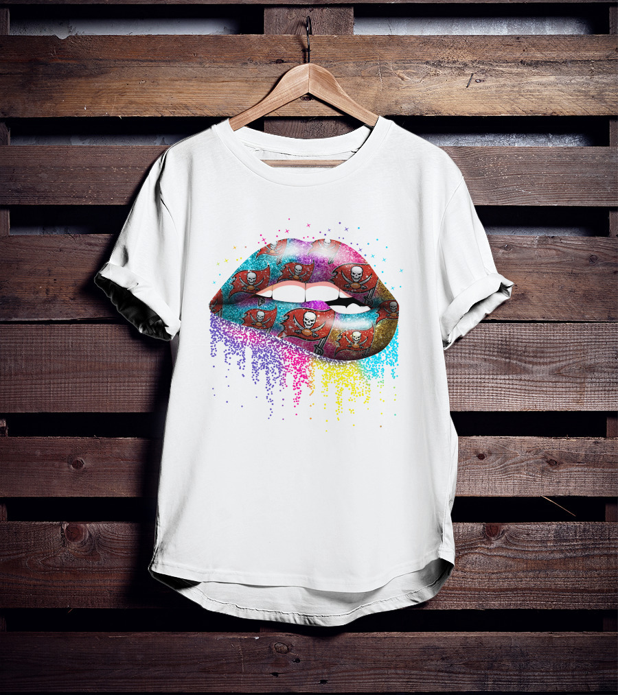 Tampa Bay Buccaneers Glitter Lips Rainbow Burst T-Shirt