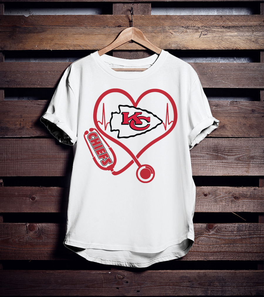 Kansas City Chiefs Stethoscope Heartbeat Nurse Chiefs T-Shirt