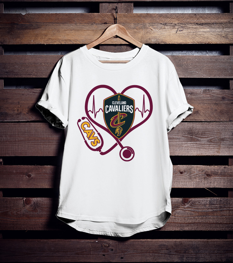 Cleveland Cavaliers Nurse Love Cavs Heartbeat Stethoscope T-Shirt