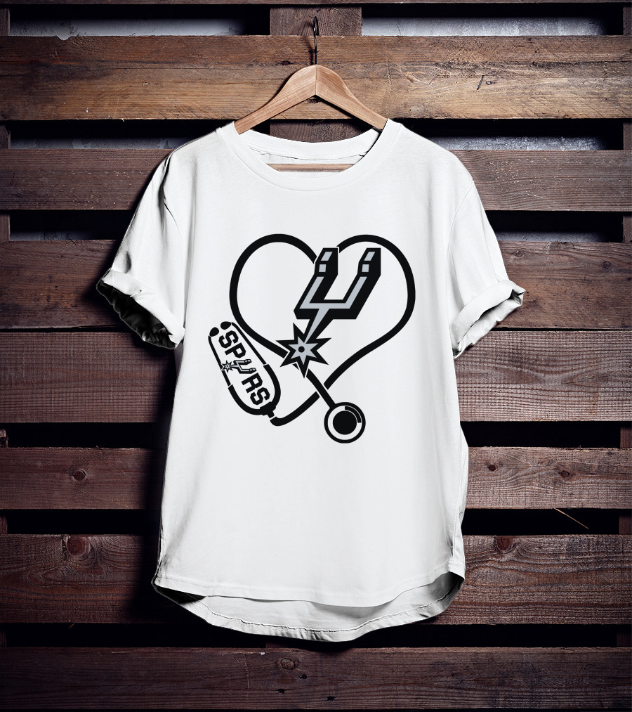 San Antonio Spurs Nurse Love Heart Stethoscope T-Shirt