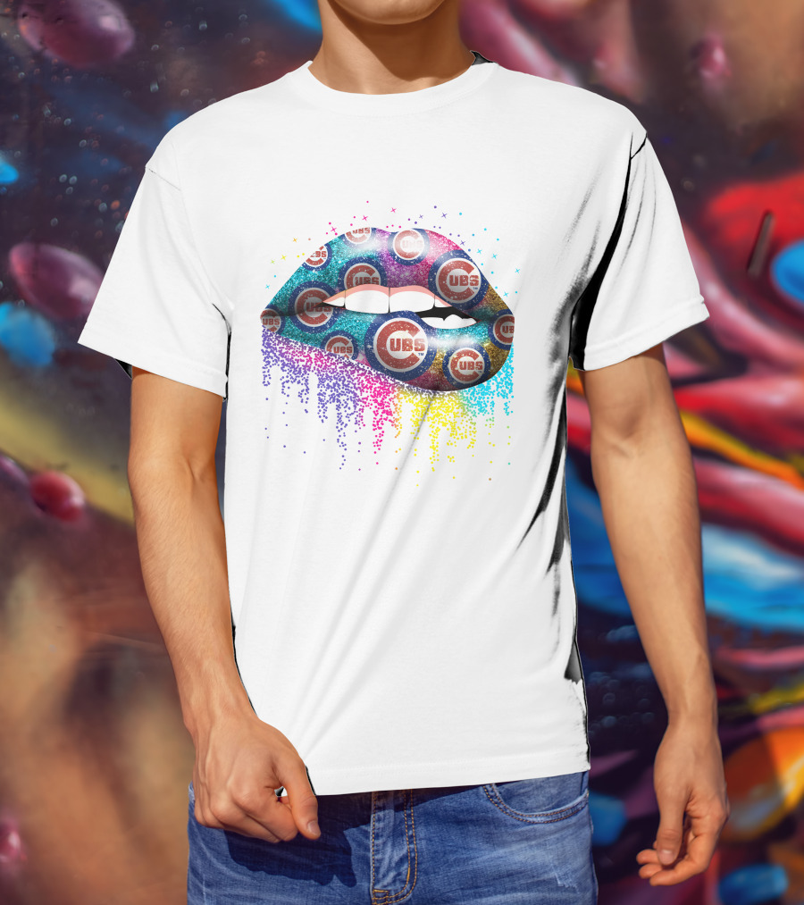 Cubs Glitter Lips With Rainbow Stars T-Shirt