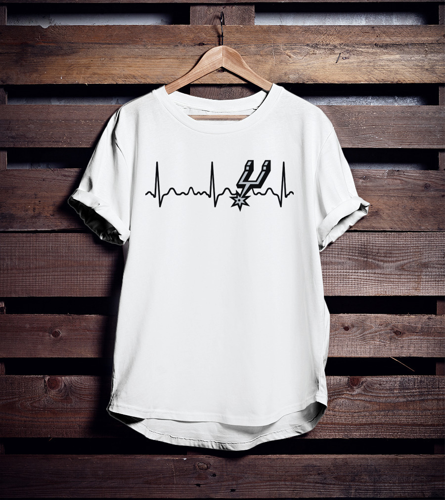 San Antonio Spurs Heartbeat Logo NBA Fan T-Shirt